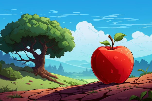 Apple-Foto-Vektor-Illustration-Bild-Charakter 3D-Low-Poly-Bild-Cartoon