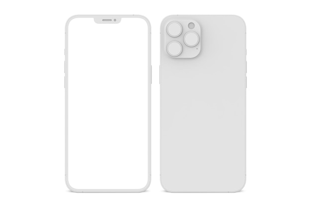 Apple iphone blanco con una pantalla en blanco.