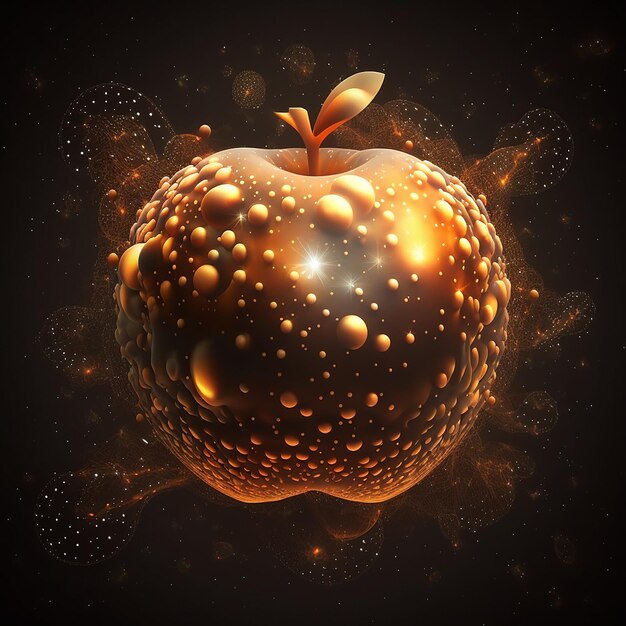 Apple naranja luz 3d effcet ai generado