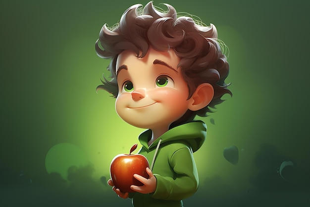 Apple Photo Vector Ilustração Imagem Personagem 3D Low Poly Imagem Desenho Animado