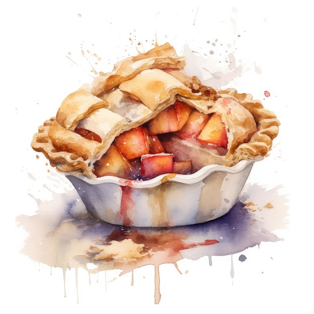 Apple pie acuarela ilustración generativa ai