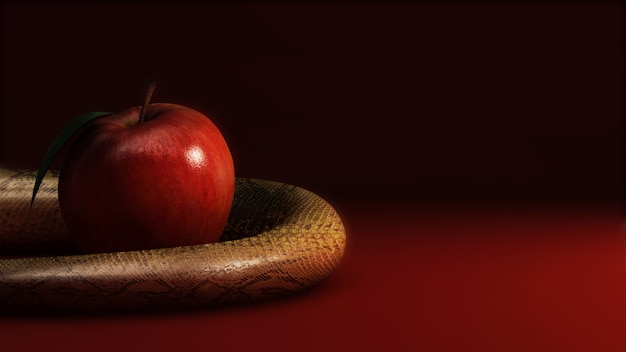 Apple und Schlange 3D-Rendering