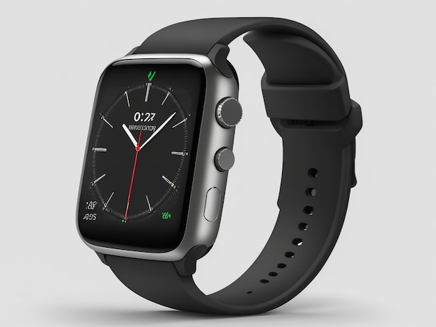 Apple Watch Sport 42mm caixa de alumínio prateado com banda de esporte preta com mostrador de relógio no display Sid