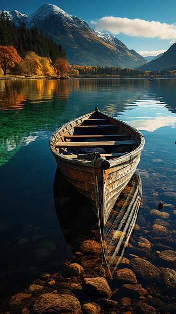 Foto aprecie a maravilhosa paisagem do lago ao sol drama e cena pitoresca fotos de arte