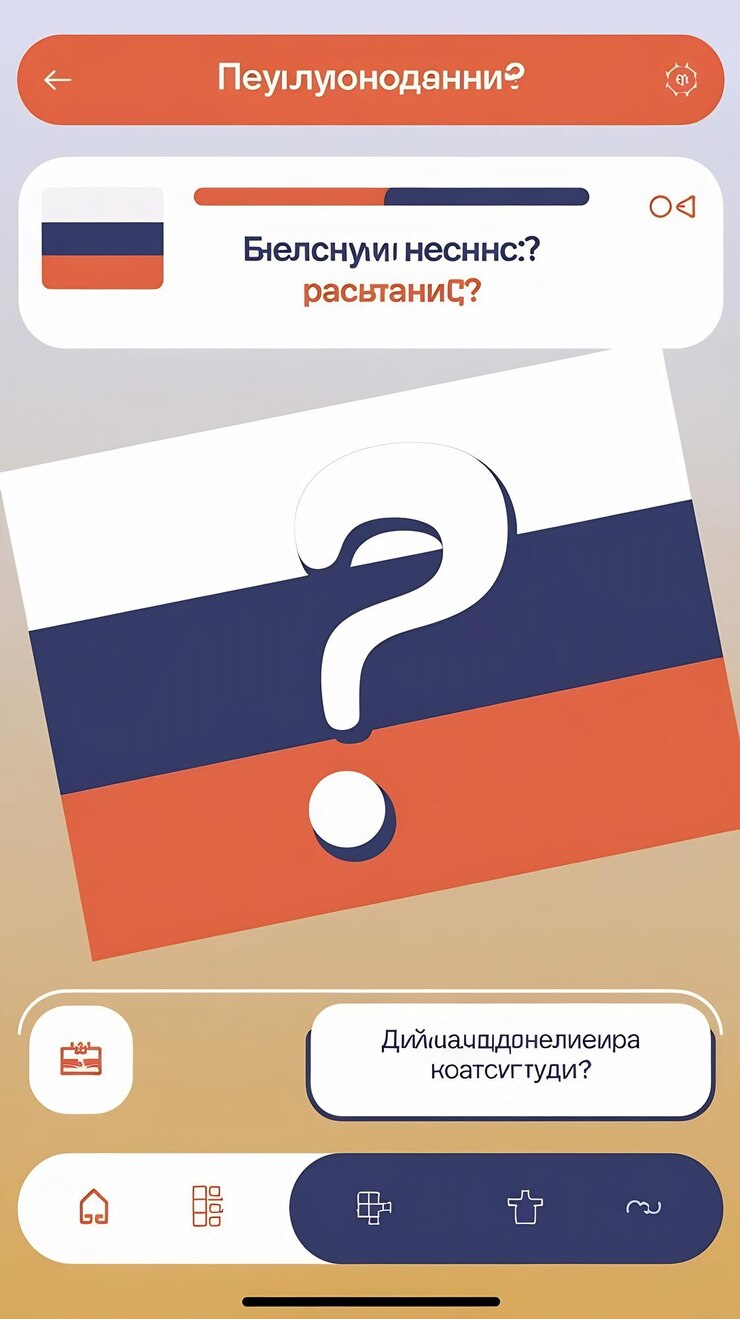 Foto aprende el idioma ruso en línea concepto de teléfono móvil bandera de rusia