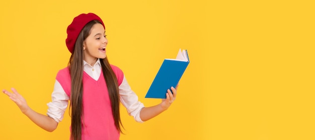 Aprendendo literatura, educação, adolescente francesa, feliz, segura, caderno, felicidade, infância, Banner