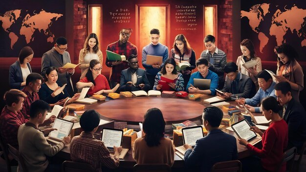 Aprender de libros o libros de texto e Internet en todo el mundo crea nuevas ideas