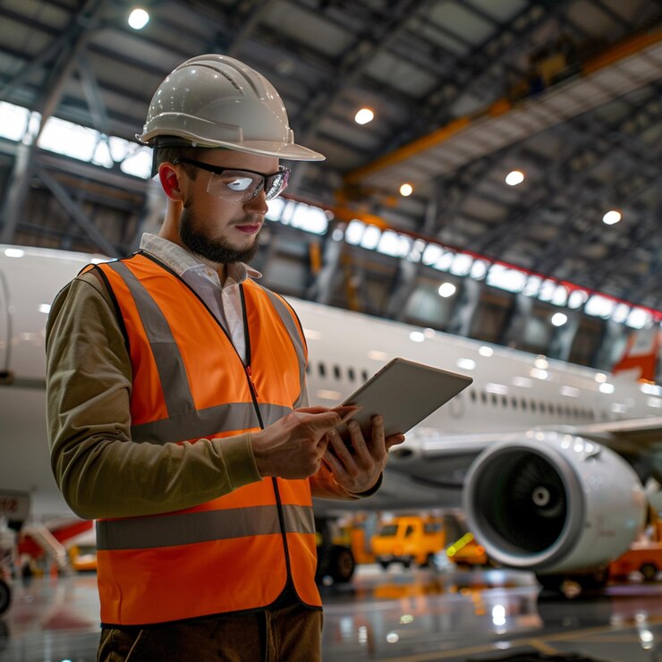 aprendiz de ingeniero de aeronaves en el trabajo