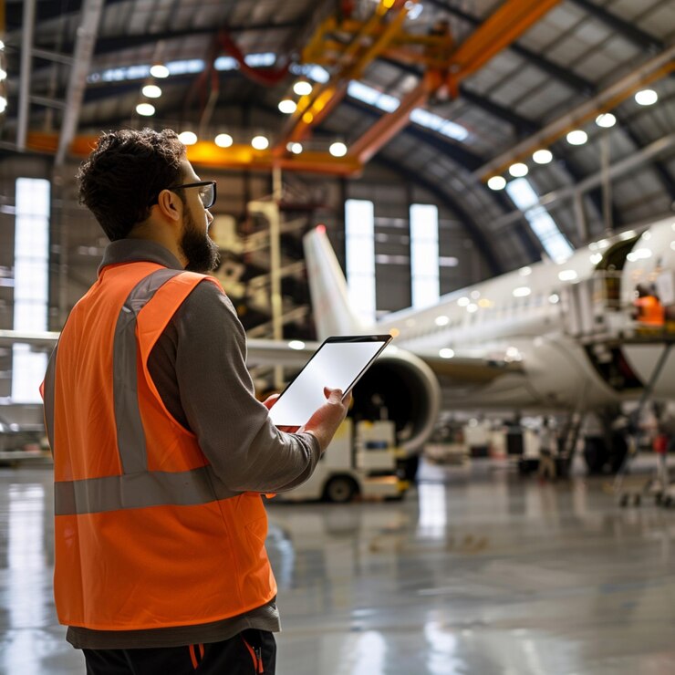 aprendiz de ingeniero de aeronaves en el trabajo