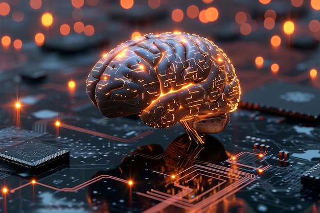 Aprendizaje automático de IA y redes neuronales representadas por un diseño de PCB parecido al cerebro