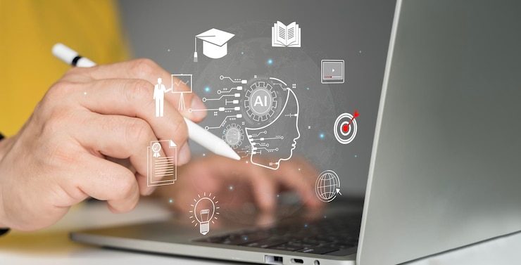 Foto aprendizaje y estudio en línea con tecnología humana clase en línea seminario web tecnología aprendizaje electrónico