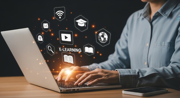Aprendizaje en línea aulas virtuales herramientas de aprendizaje electrónico educación digital estudio a distancia