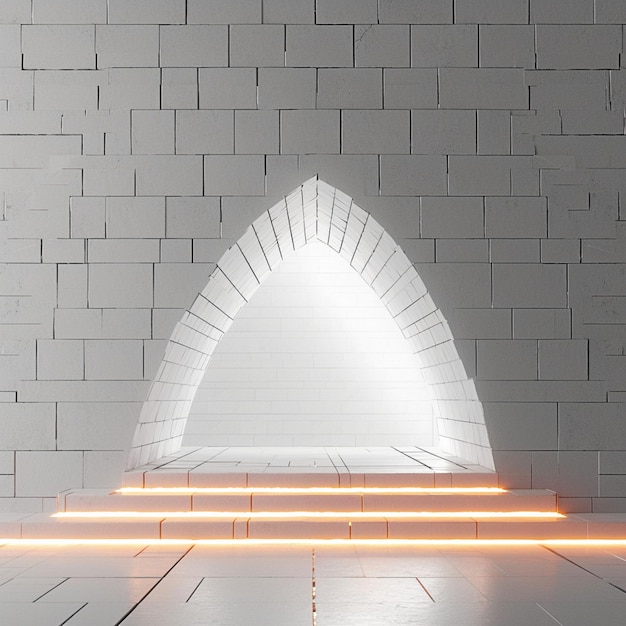 apresenta túnel branco com parede de tijolos texturizada interior renderização 3D Para Social Media Post Size