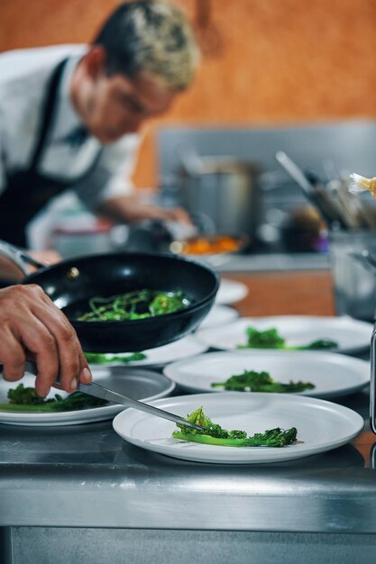 Apresentação de comida de enfeite vegetal