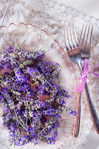 Apresentação de flor de lavanda