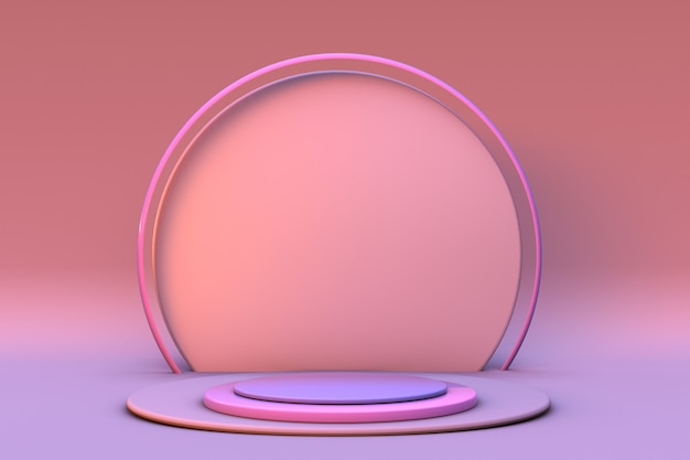 Apresentação do produto de fundo geométrico mínimo 3D redondo pódio rosa suave em fundo pastel