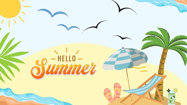 Apresentação ilustrativa de atividades de verão amarelo e azul 1
