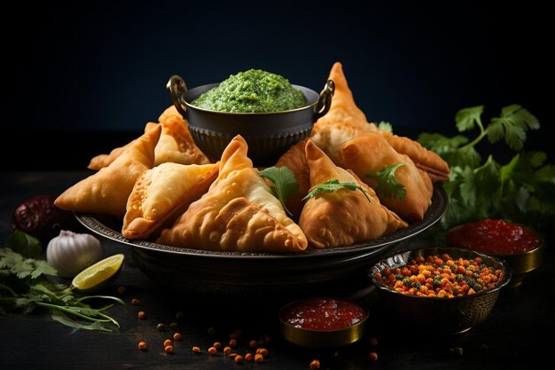 Apresentação Vibrant Samosa Fotografia de imagens de Samosa