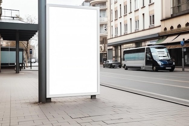 Foto apresentando sua marca com um modelo em branco para publicidade externa gerada por ia