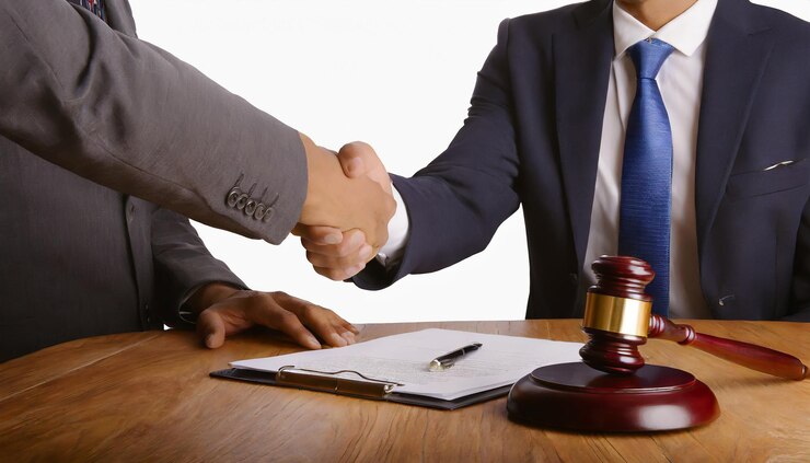Foto apretn de manos de hombres abogados acuerdo legal