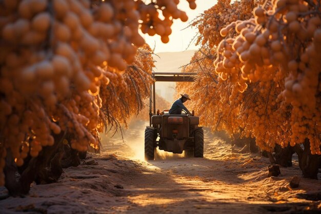 Aprikosenfarm mit Arbeitern während der Erntezeit 4K Aprikosen-Bildfotografie