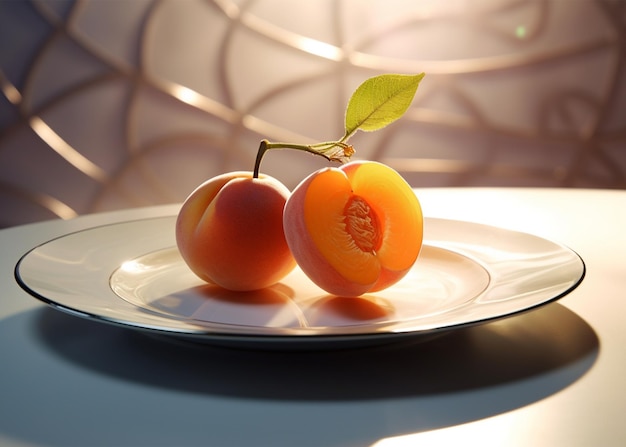 Aprikosenfrucht auf einem Teller