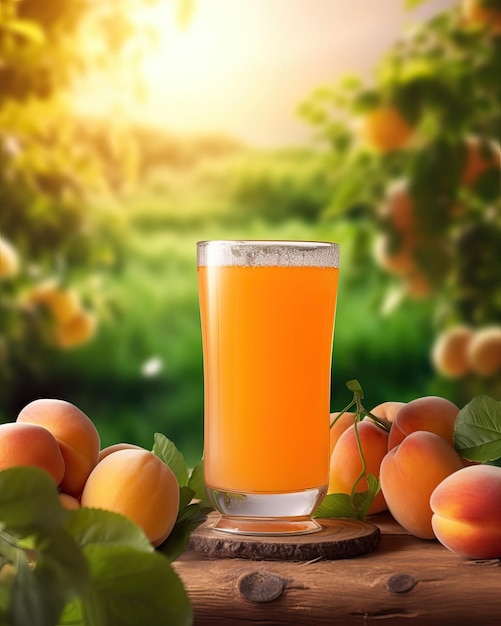 Aprikosensaft mit pflegendem Hintergrund
