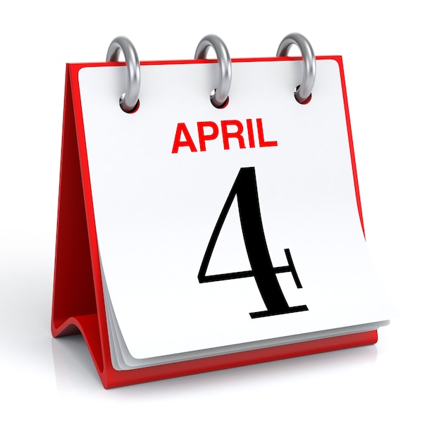 April Kalender 3D-Rendering