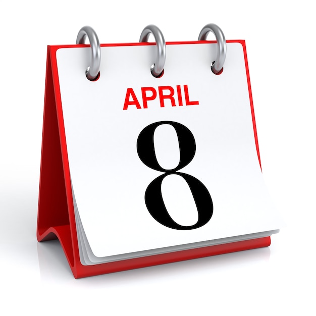 April Kalender 3D-Rendering