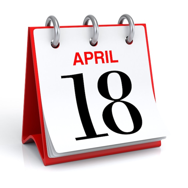 April Kalender 3D-Rendering