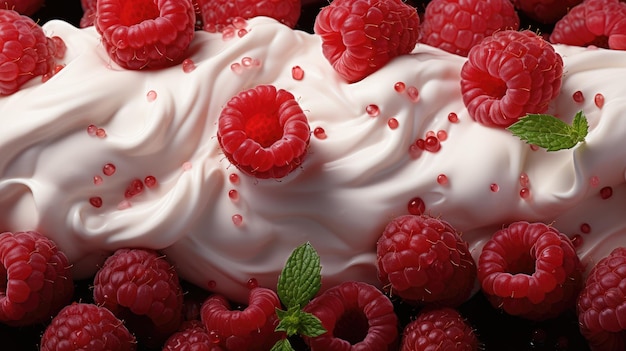 Aproveite o Creamy Delight Yogurt com Framboesas uma imagem de fundo sem costura em alta qualidade