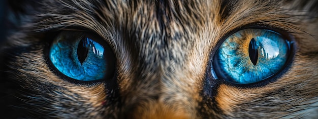 Aproximação da ideia de banner de olhos de gato azul AI gerada para o dia internacional do gato