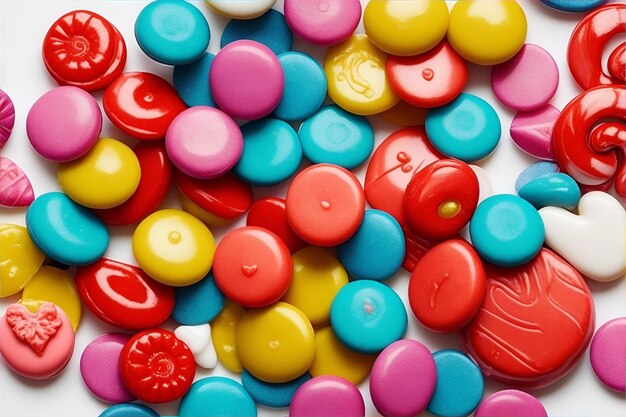 Aproximação de doces multicoloridos Sweets em um fundo de cor escura