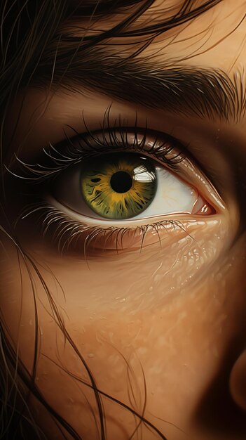 Aproximación de ojos de color verde intenso con textura detallada generada por la IA