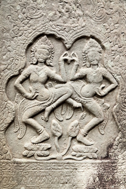 Apsaras escultura em pedra em Angkor Wat Camboja