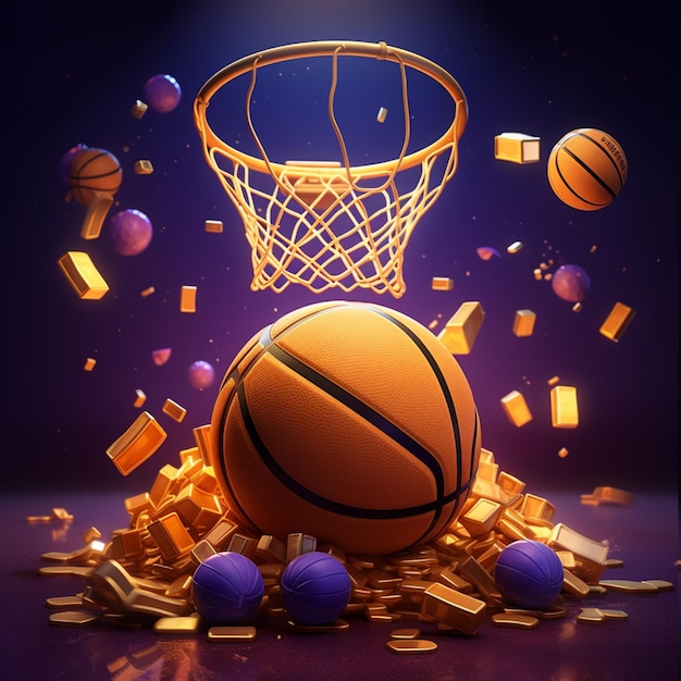 apuestas deportivas canasta de baloncesto y baloncesto oro 3D