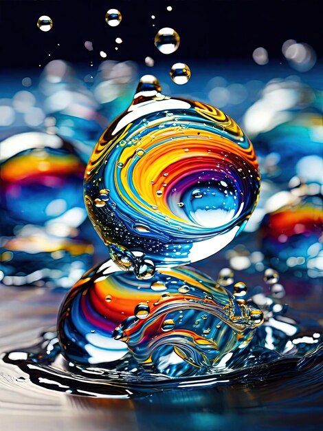 Foto aqua bliss burbujas líquidas salpicaduras de agua y gotas