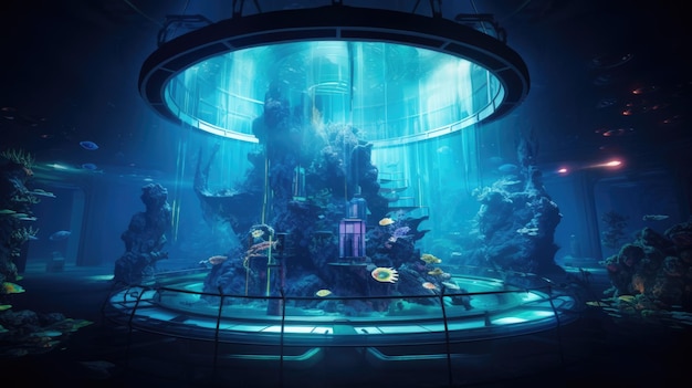 Aqua scape em um habitat subaquático de alta tecnologia AI Generative