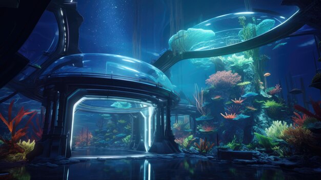 Aqua scape em um habitat subaquático de alta tecnologia AI Generative