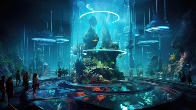 Aqua scape em um habitat subaquático de alta tecnologia AI Generative