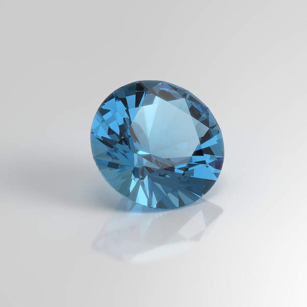 Aquamarin-Edelstein rund 3D-Render