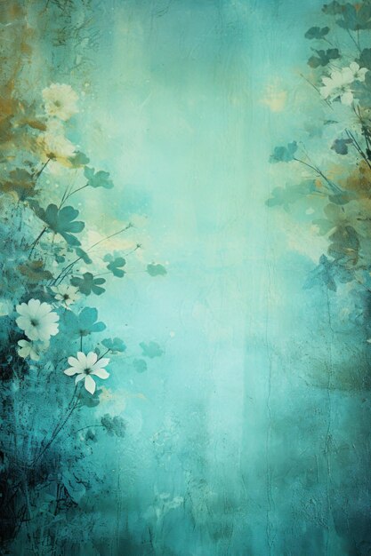 Aquamarine fundo floral abstrato com texturas grunge naturais ar 23 Job ID e06dc37b989d4bb9be11f25e6beeb23b