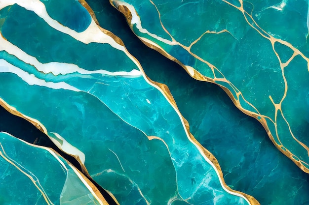 Foto aquamarine greenblue e fundo abstrato de mármore dourado