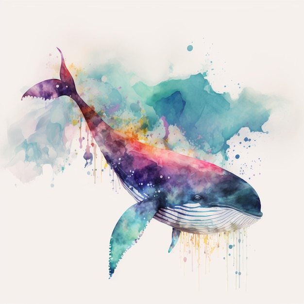 Aquarela Abstrata Animais Marinhos Criaturas Oceânicas