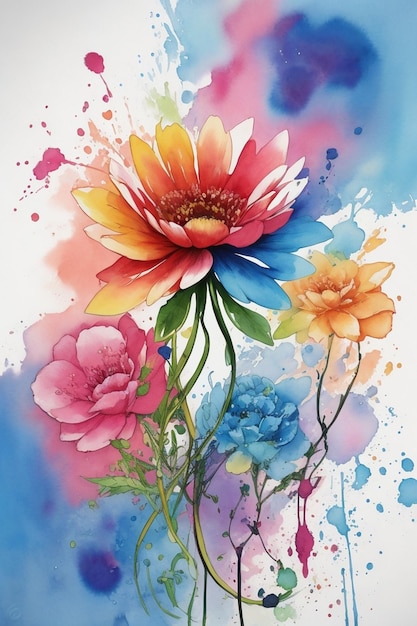 aquarela abstrata artística espalha arte flor