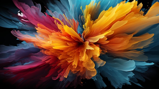 Aquarela abstrata com um toque de cores e manchas de franjas