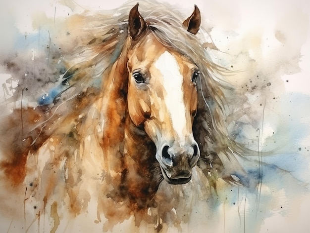 Aquarela abstrata de cavalo de perto