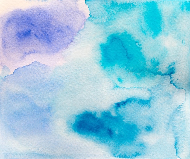 Aquarela abstrata pintada à mão colorida molhada na textura de papel branco para papel de parede criativo ou trabalho de arte de design Fundo para adicionar mensagem de texto Cores pastel
