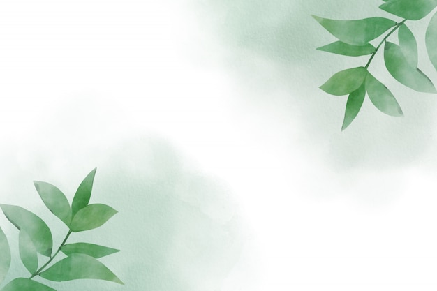Aquarela abstrato com folhas verdes