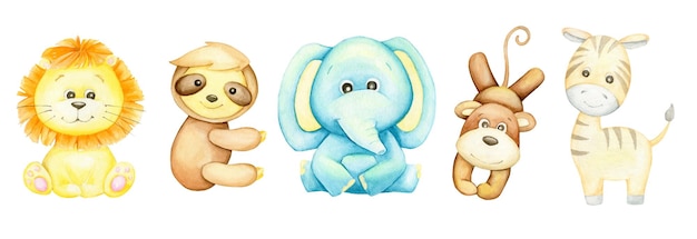 Aquarela animal leão único isolado em uma ilustração de fundo branco Animal tropical